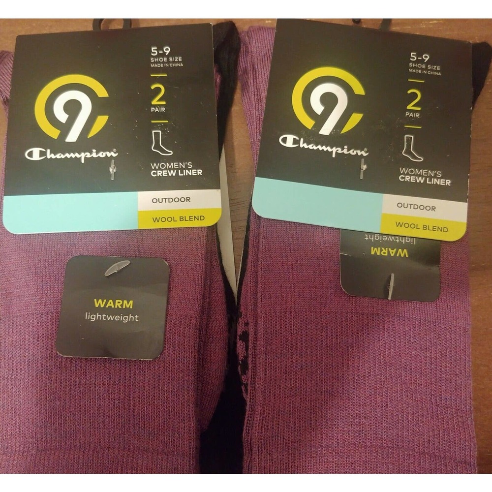 Champion C9 Crew Liner Sz 5-9 Wool Blend 4 Pair